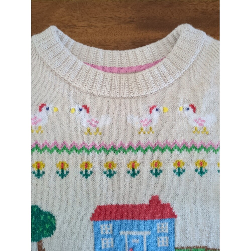 Mini Boden Girls Farm Animals Fair Isle Jumper/ knit Sweater  size 8/9 GUC - Picture 6 of 10
